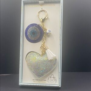 Sparkling Heart and Evil Eye Keychain